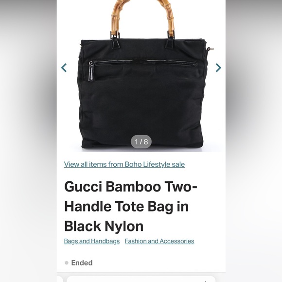 Gucci Bamboo Two-Handle Tote Bag in
Black Nylon.Black.Non-Gucci replace strap. - Picture 15 of 16